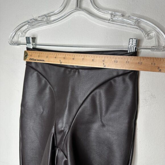 NWT Skims SET Soot Faux Leather Long Sleeve High Neck Bodysuit Biker Shorts XS - Picture 15 of 16